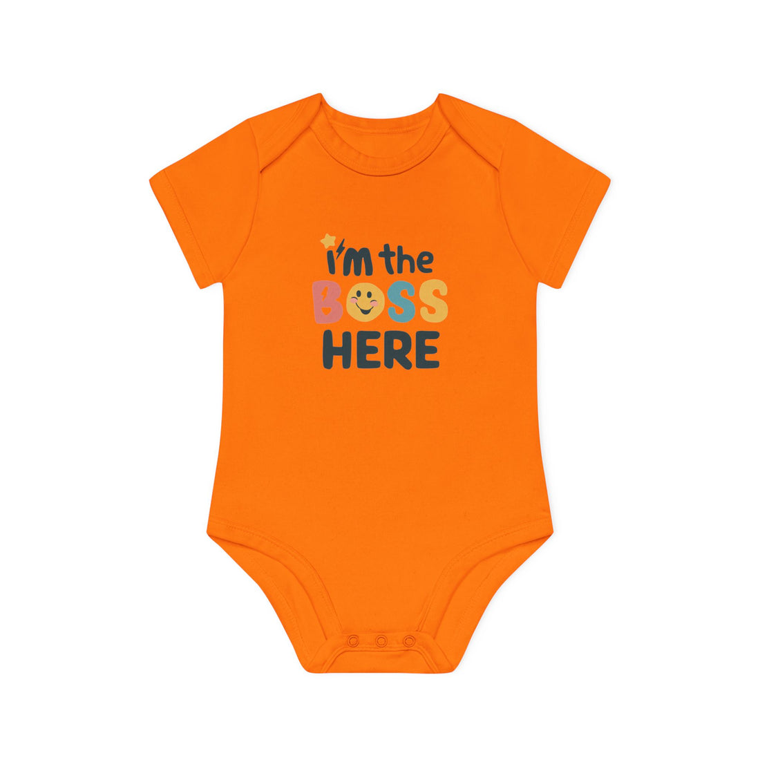 "I'm the boss here" Baby Organic Short Sleeve Bodysuit