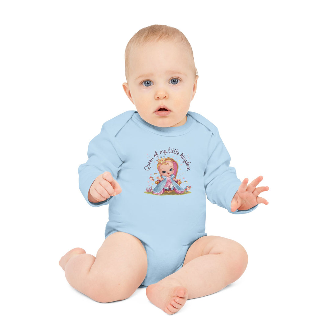 "Queen of my little kingdom" Baby Long-Sleeve Organic Bodysuit