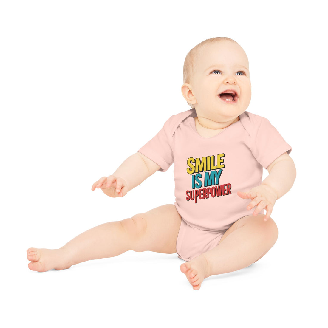 "Smile is my superpower" Baby Organic Short Sleeve Bodysuit