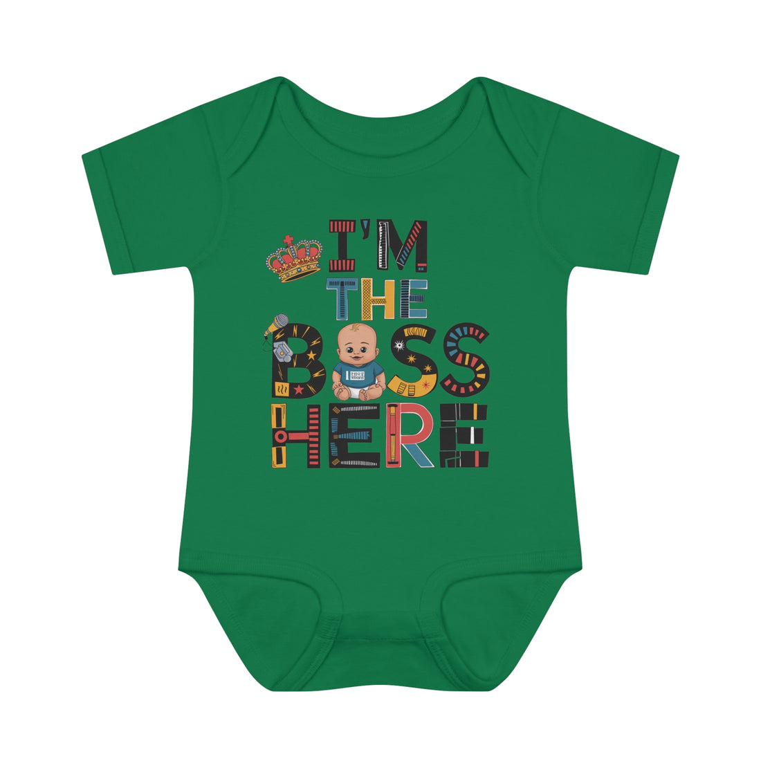 "I'm the boss here" Infant Baby Rib Bodysuit