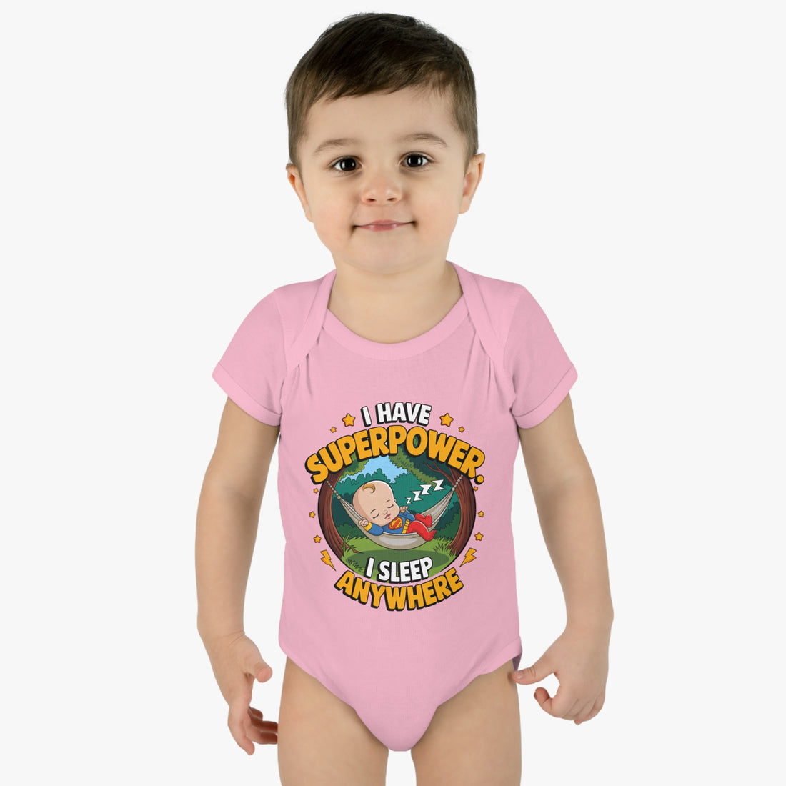 "I have a superpower I sleep anywhere" Infant Baby Rib Bodysuit