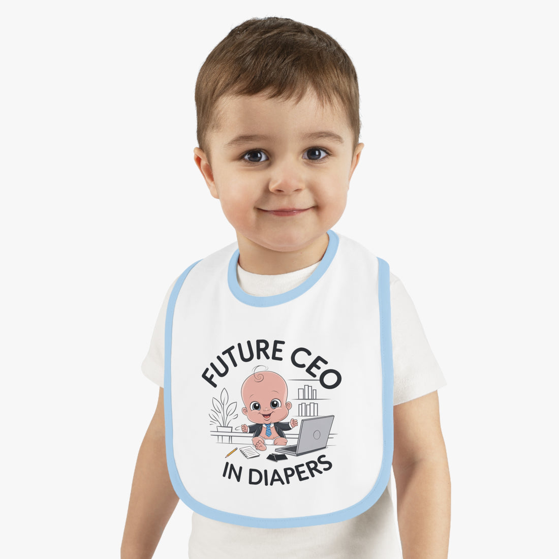 "Future CEO in diapers" Baby Contrast Trim Jersey Bib