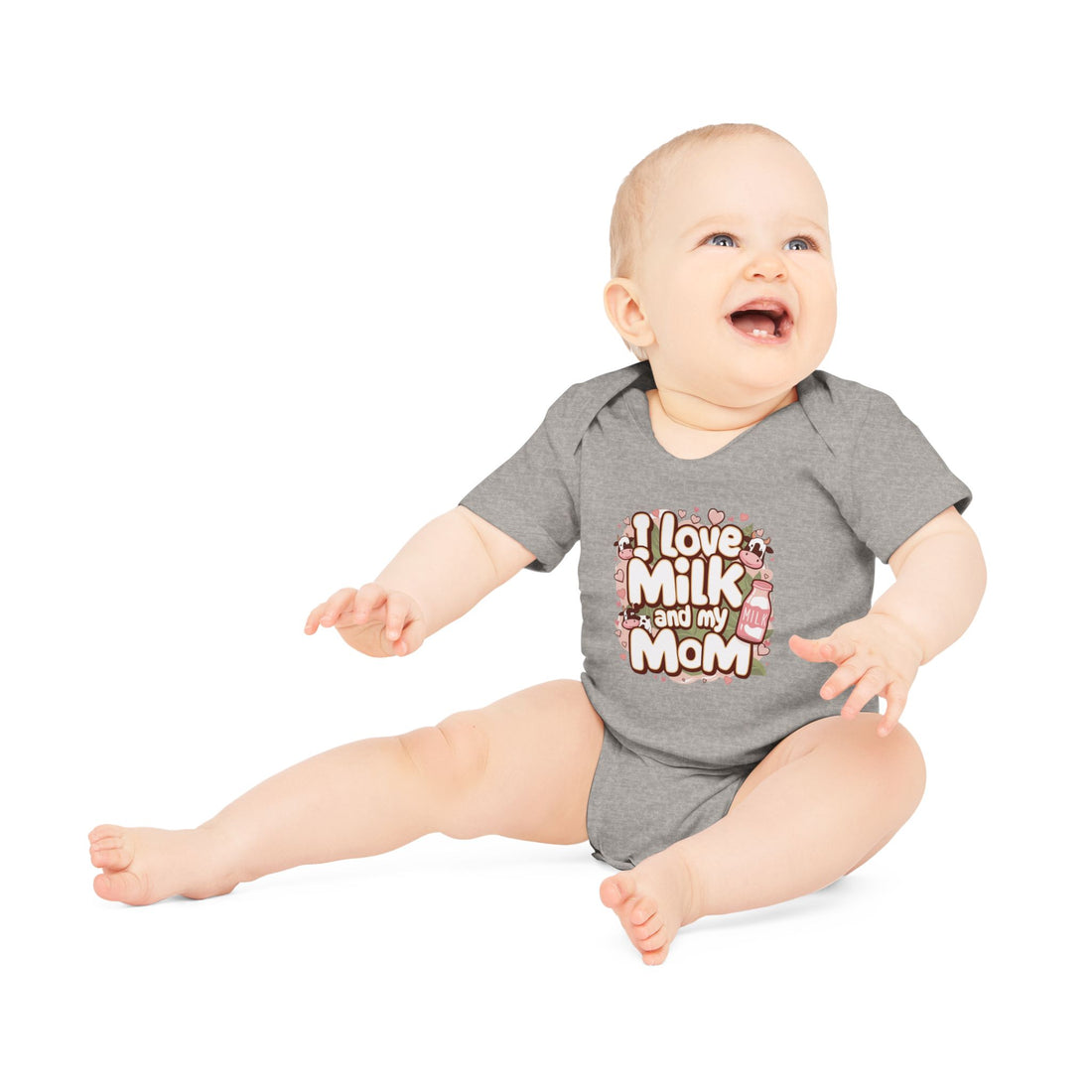 "I love milk and my mom" Baby Organic Short Sleeve Bodysuit