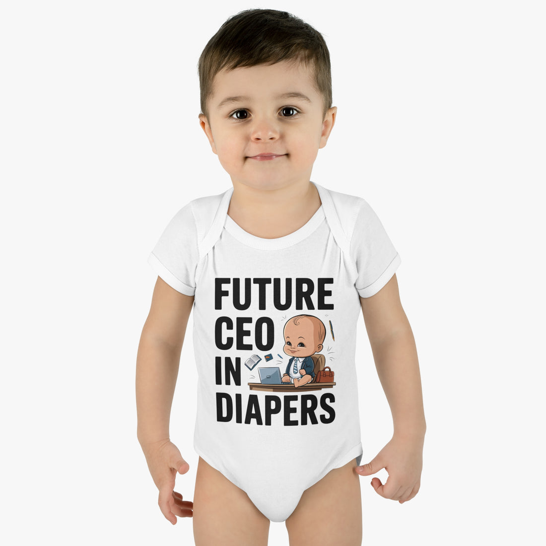 "Future CEO in diapers" Infant Baby Rib Bodysuit