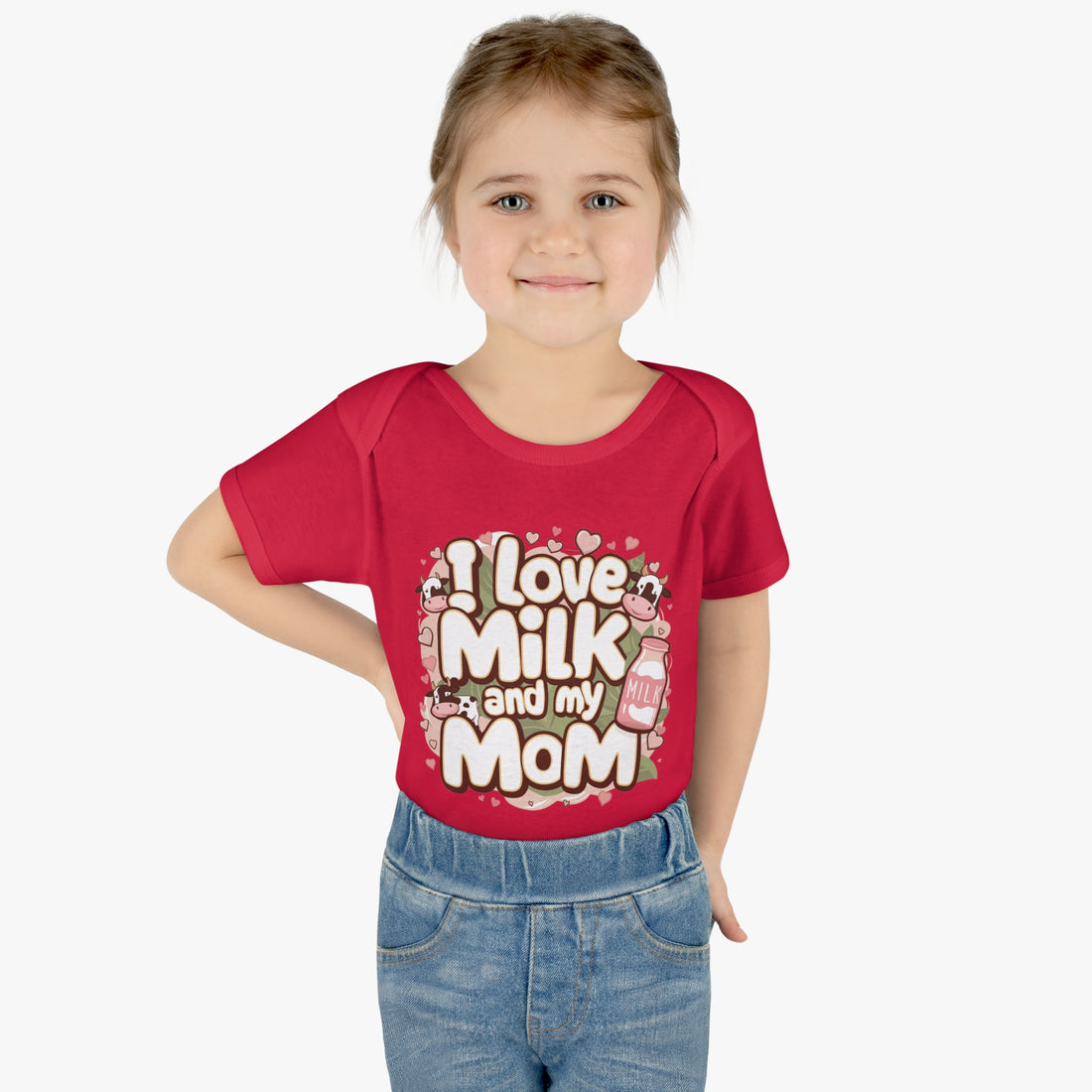 "I love milk and my mom" Infant Baby Rib Bodysuit