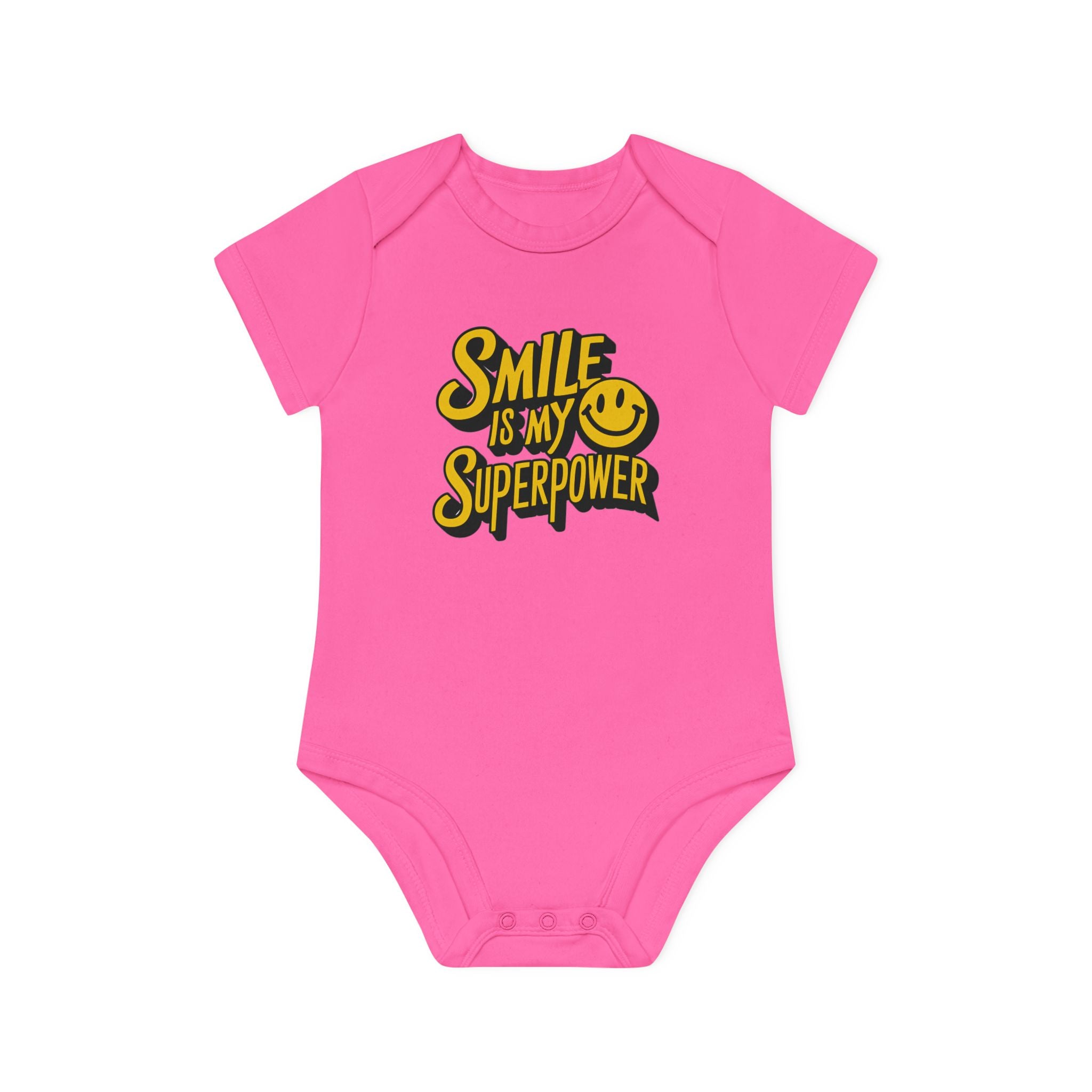 "Smile is my superpower" Baby Organic Short Sleeve Bodysuit