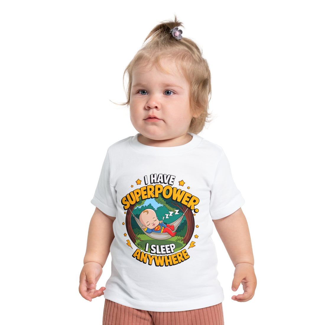 "I have superpower I sleep anywhere" Baby Short Sleeve T-Shirt