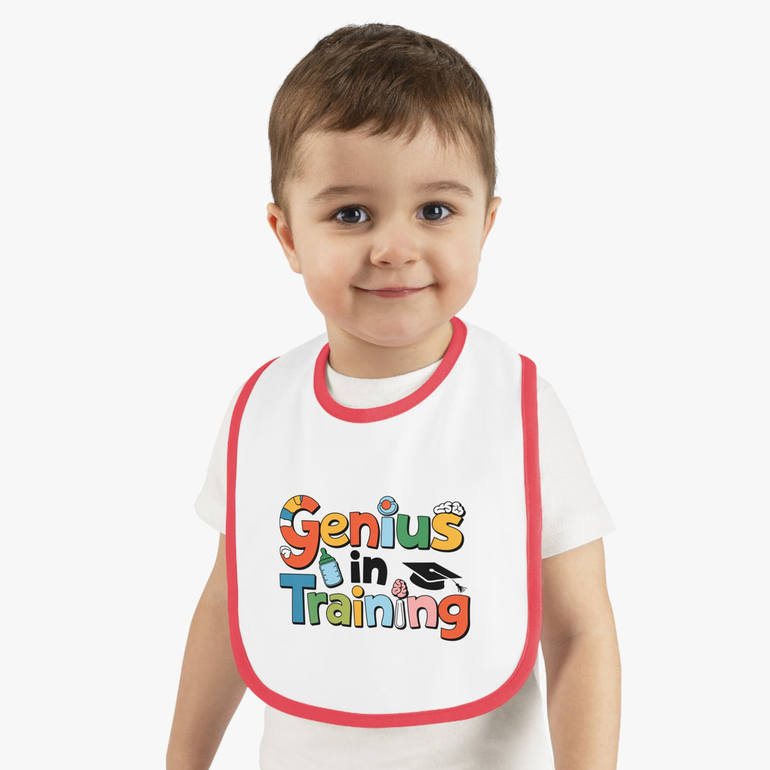 "Genius in training" Baby Contrast Trim Jersey Bib