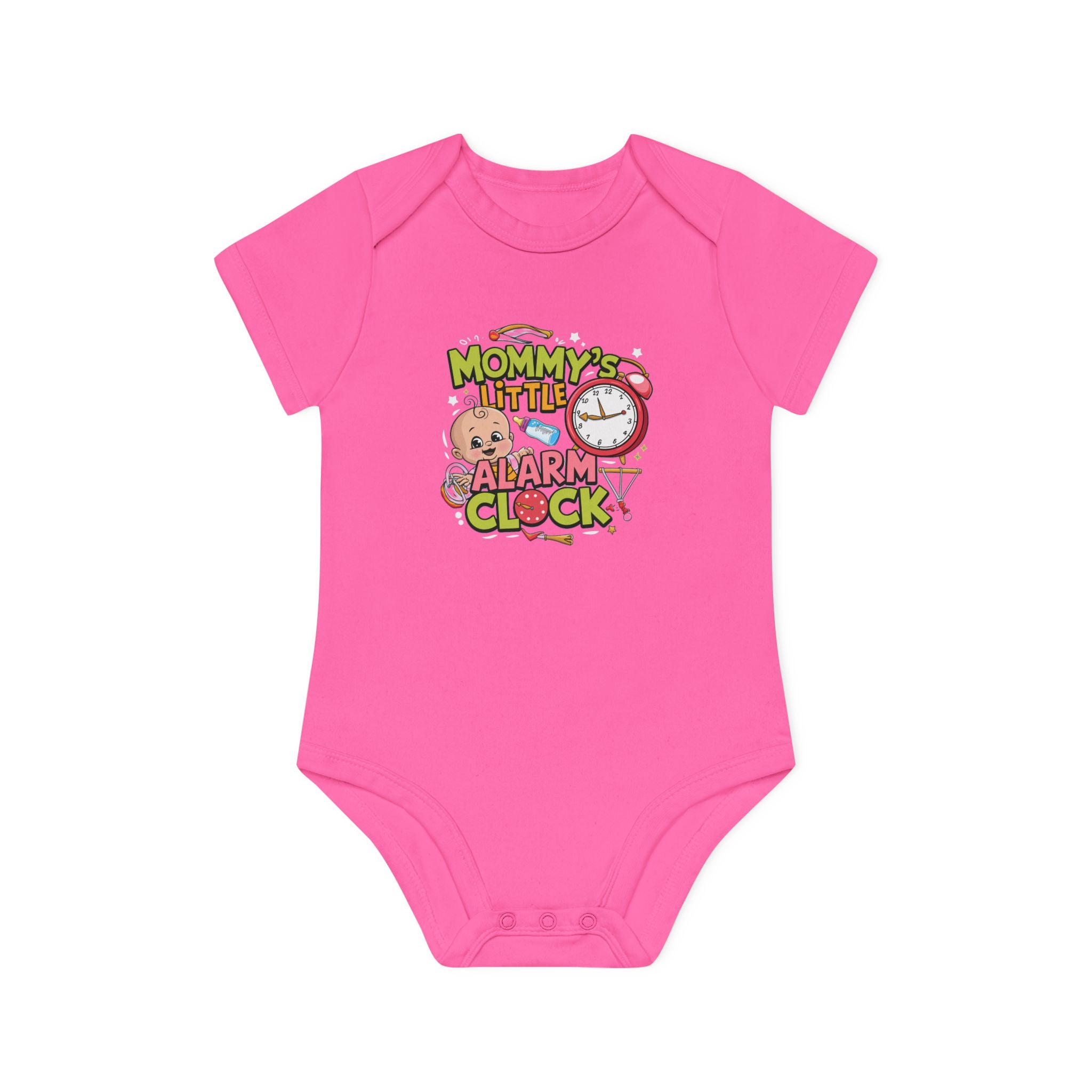 "Mommy's little alarm clock" Baby Organic Short Sleeve Bodysuit