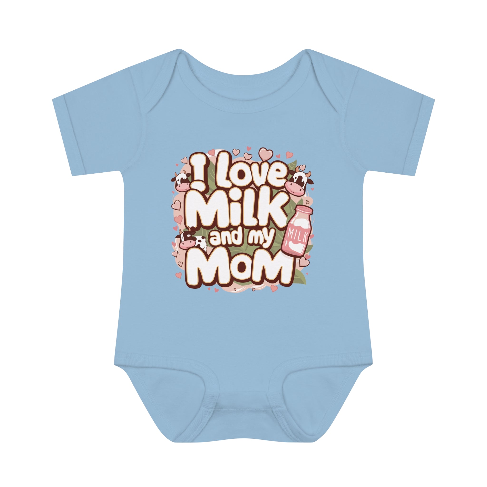 "I love milk and my mom" Infant Baby Rib Bodysuit