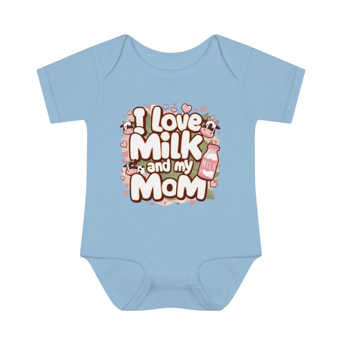 "I love milk and my mom" Infant Baby Rib Bodysuit