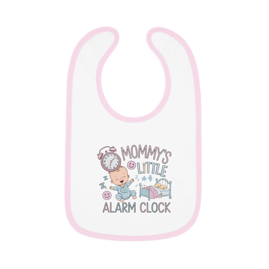 "Mommy's little alarm clock" Baby Contrast Trim Jersey Bib