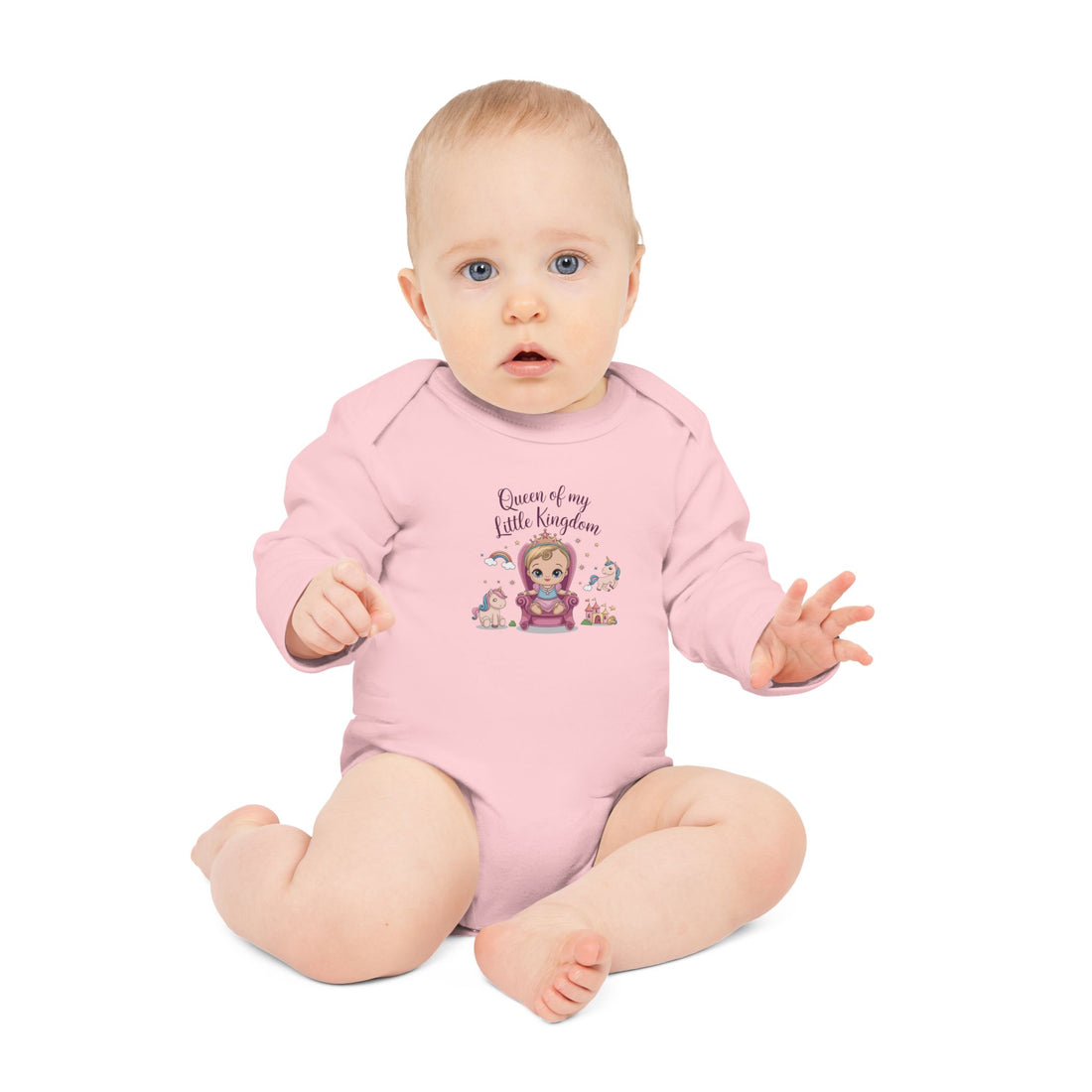 "Queen of my little kingdom" Baby Long-Sleeve Organic Bodysuit