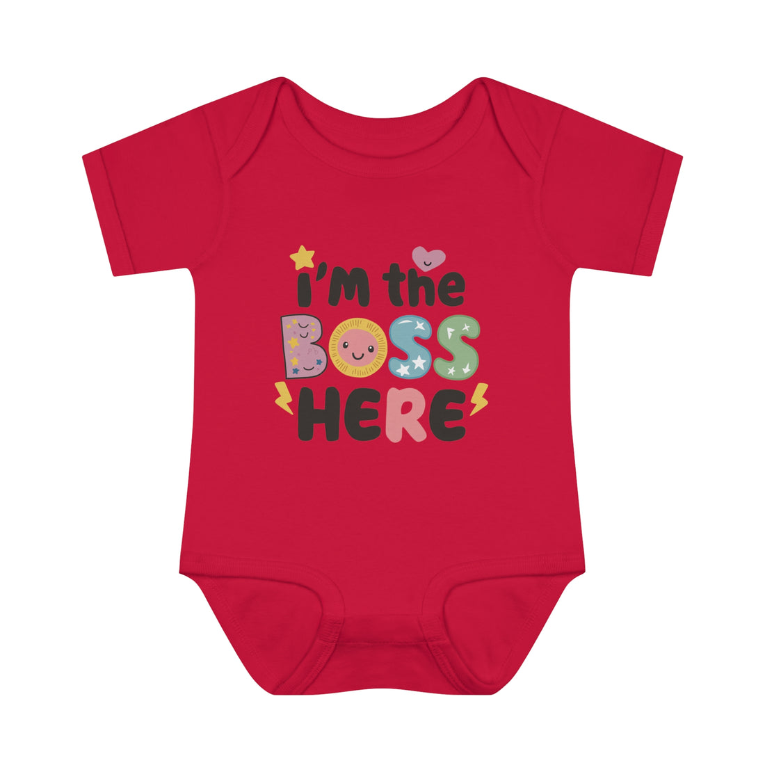 "I'm the boss here" Infant Baby Rib Bodysuit