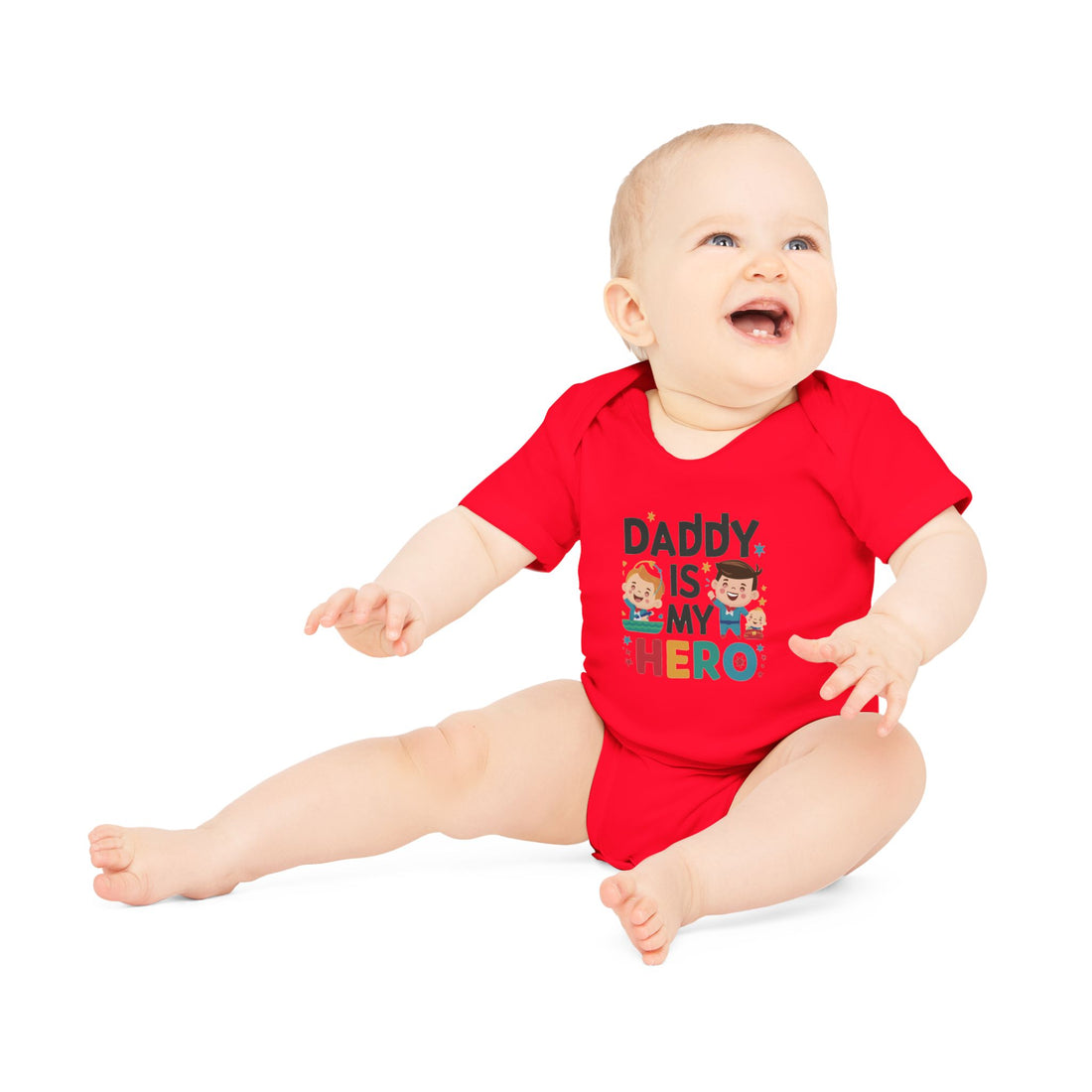 "Daddy is my hero" Baby Organic Short Sleeve Bodysuit