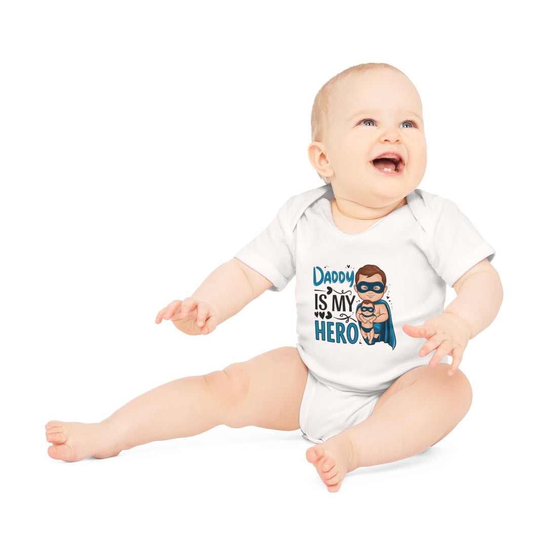 "Daddy is my hero" Baby Organic Short Sleeve Bodysuit