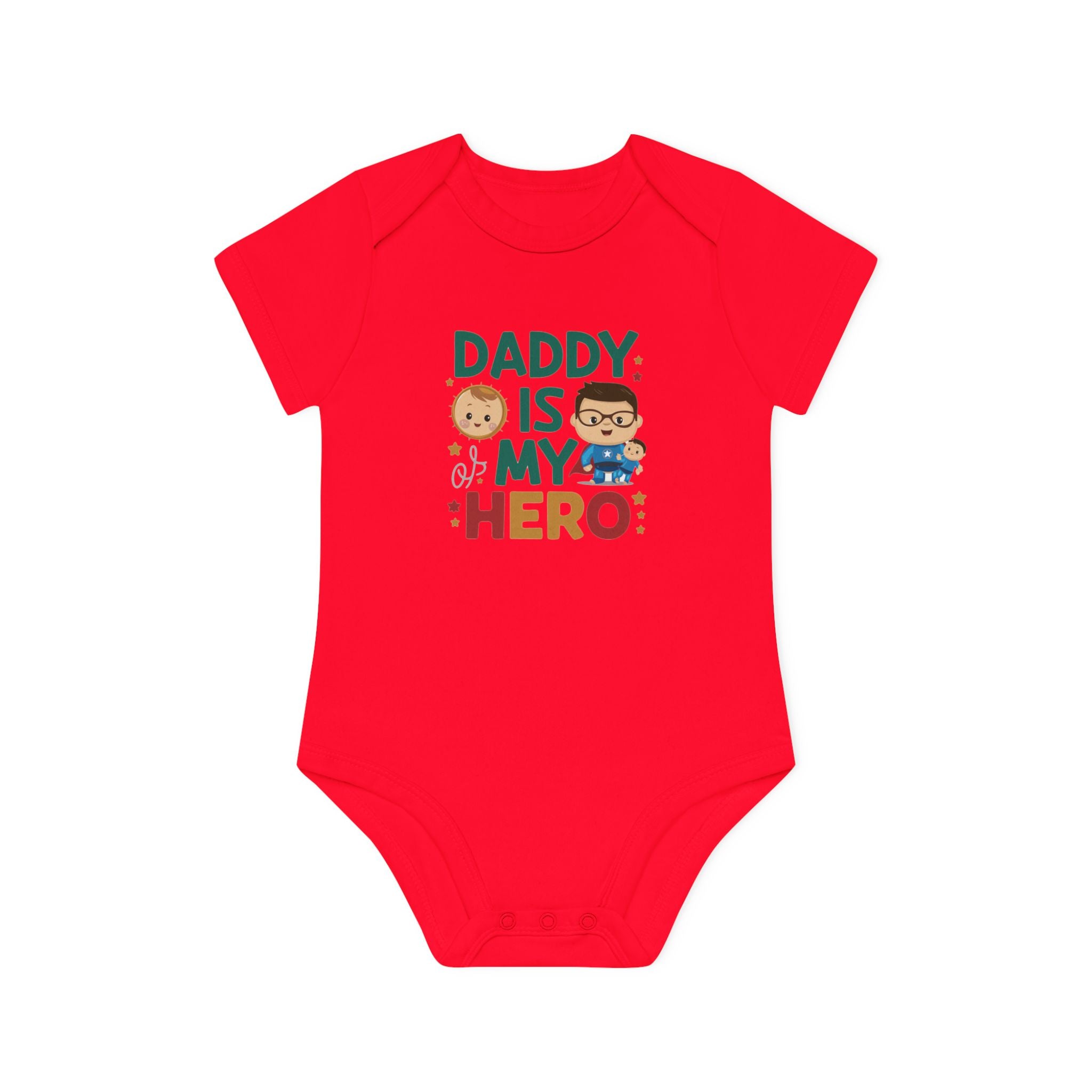 "Daddy is my hero" Baby Organic Short Sleeve Bodysuit