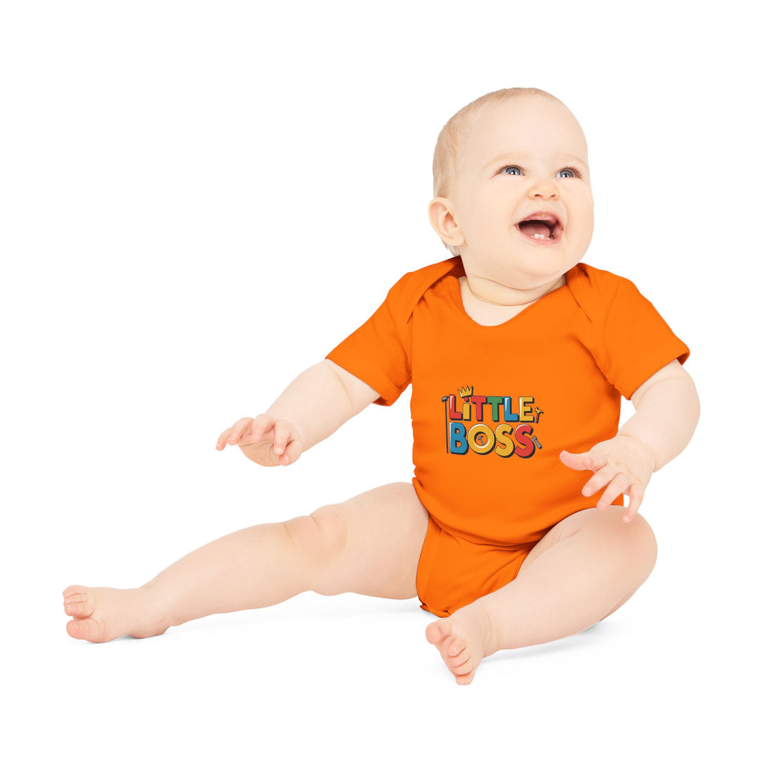 "Little boss" Baby Organic Short Sleeve Bodysuit