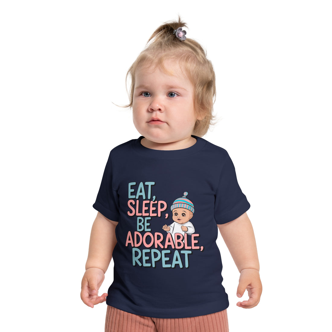 "Eat, sleep, be adorable, repeat" Baby Short Sleeve T-Shirt