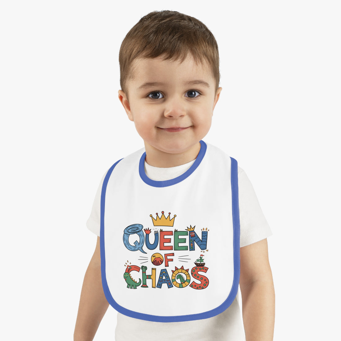 "Queen of chaos" Baby Contrast Trim Jersey Bib