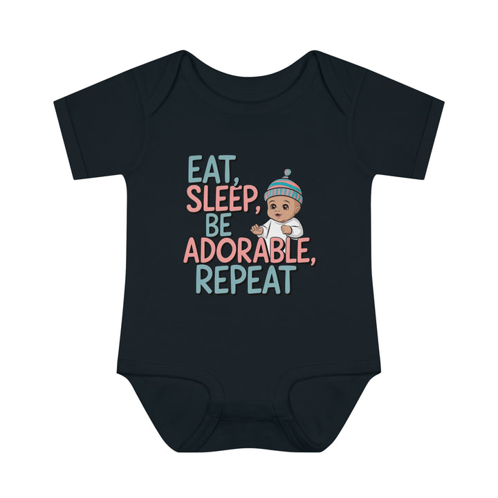 "Eat,sleep,be adorable,repeat" Infant Baby Rib Bodysuit