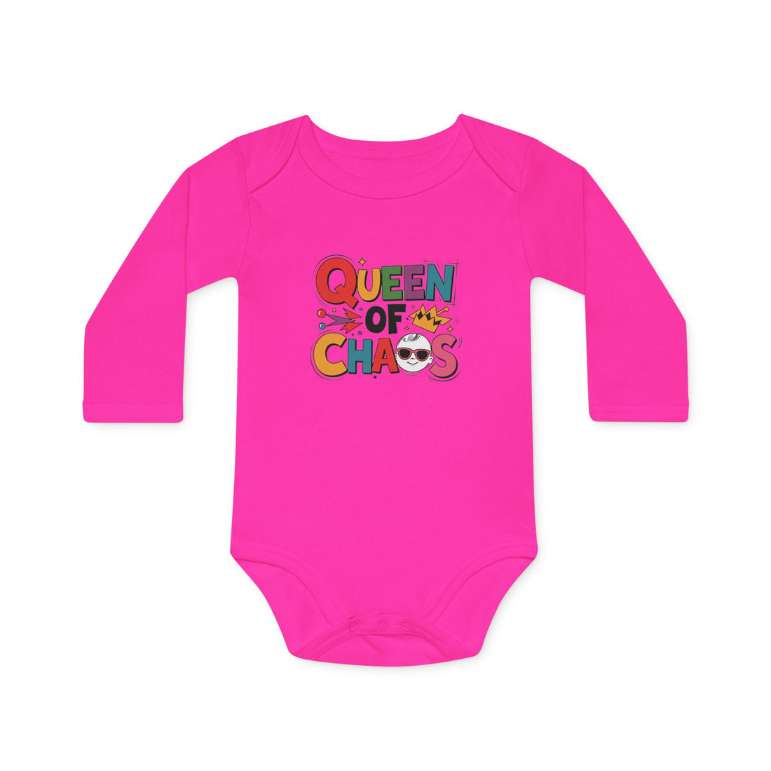 "Queen of chaos" Baby Long-Sleeve Organic Bodysuit