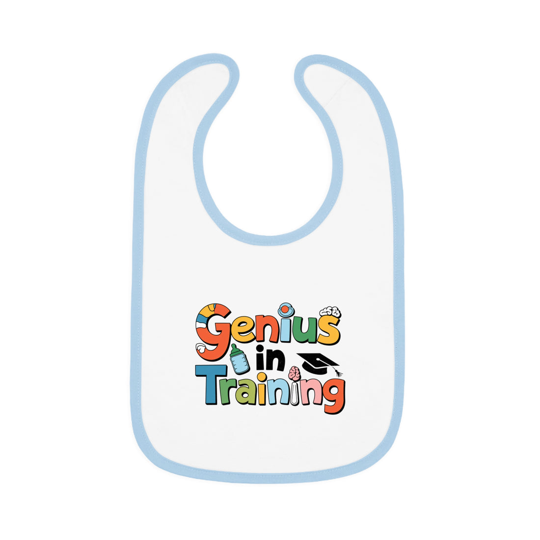 "Genius in training" Baby Contrast Trim Jersey Bib