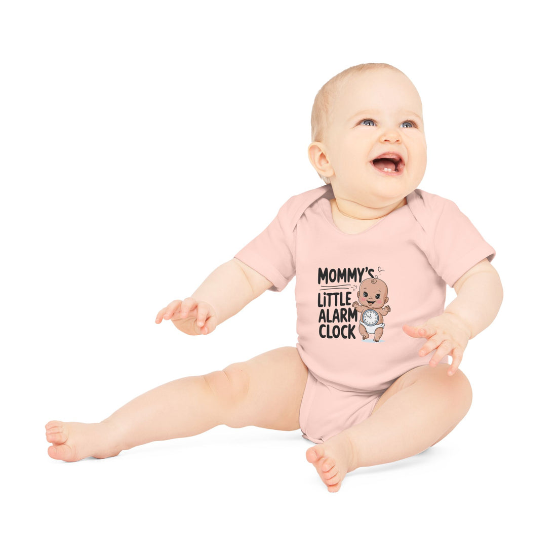 "Mommy's little alarm clock" Baby Organic Short Sleeve Bodysuit