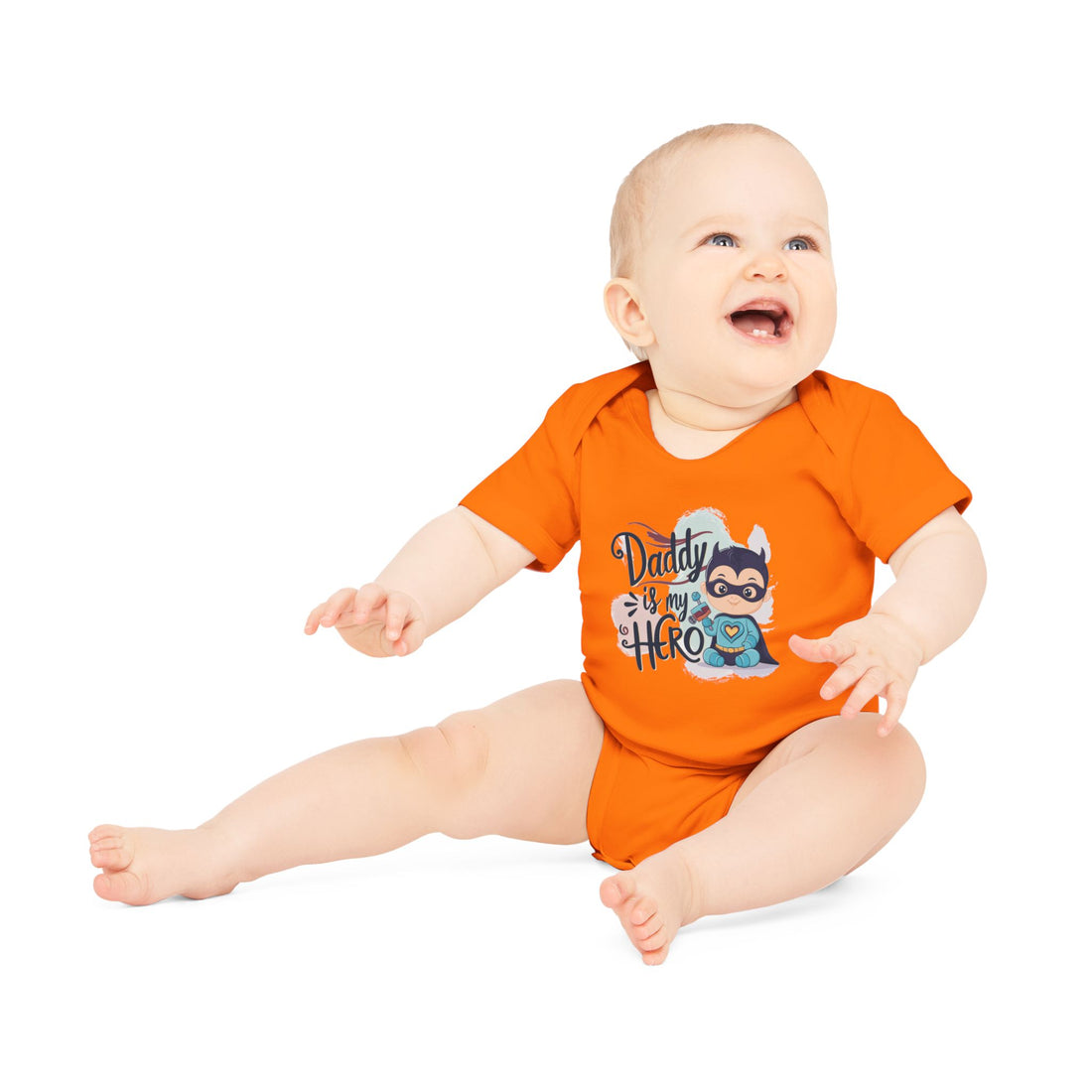 "Daddy is my hero" Baby Organic Short Sleeve Bodysuit