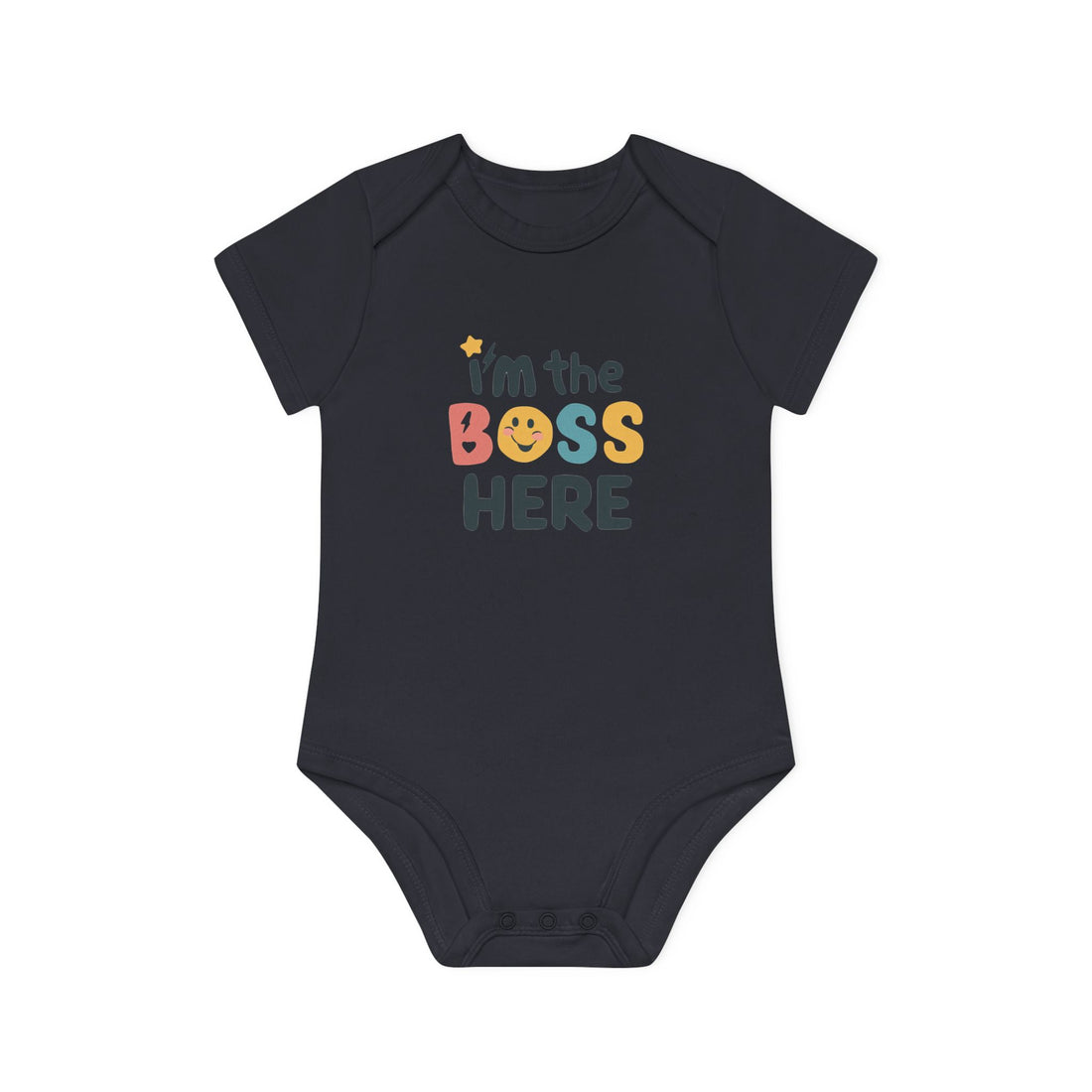 "I'm the boss here" Baby Organic Short Sleeve Bodysuit