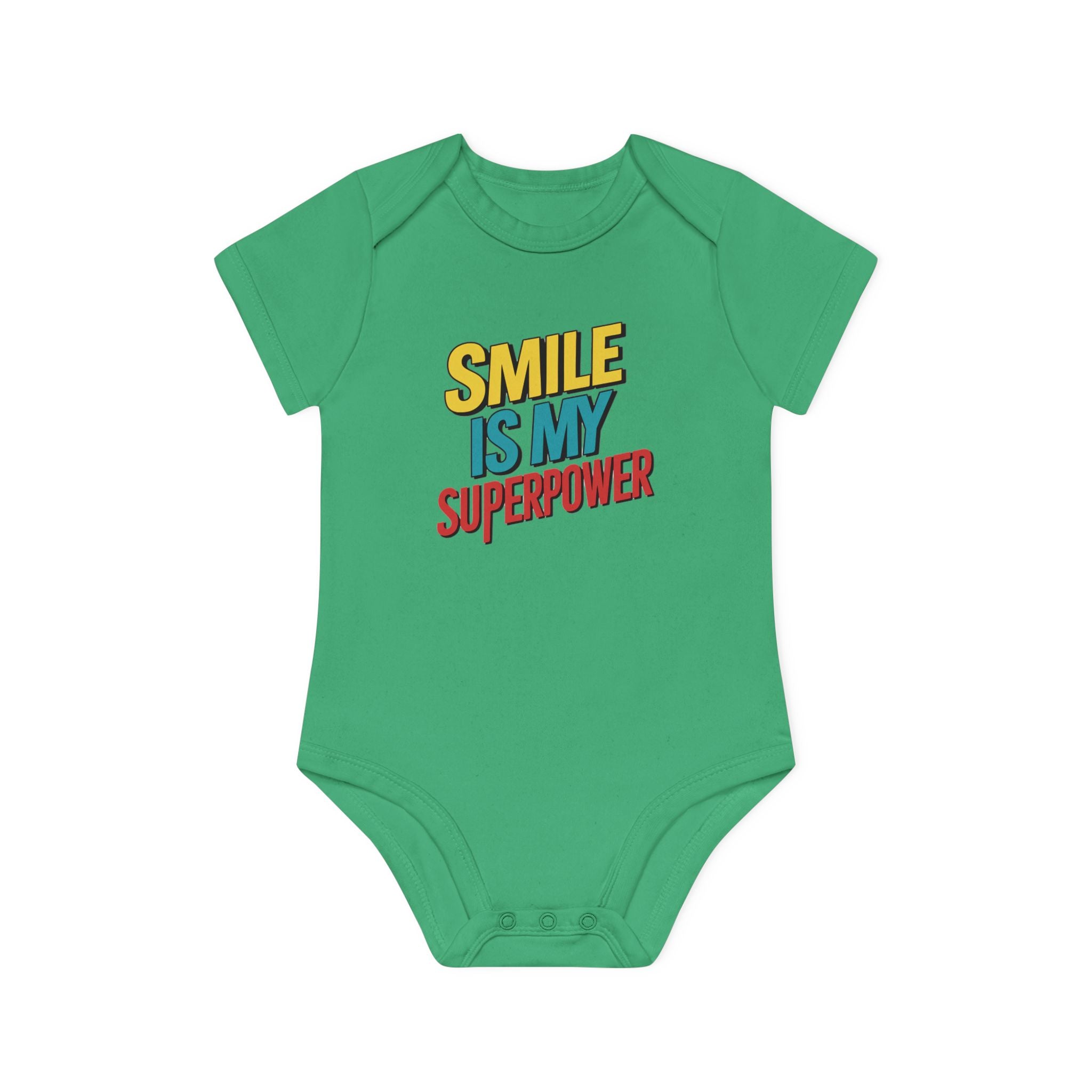 "Smile is my superpower" Baby Organic Short Sleeve Bodysuit