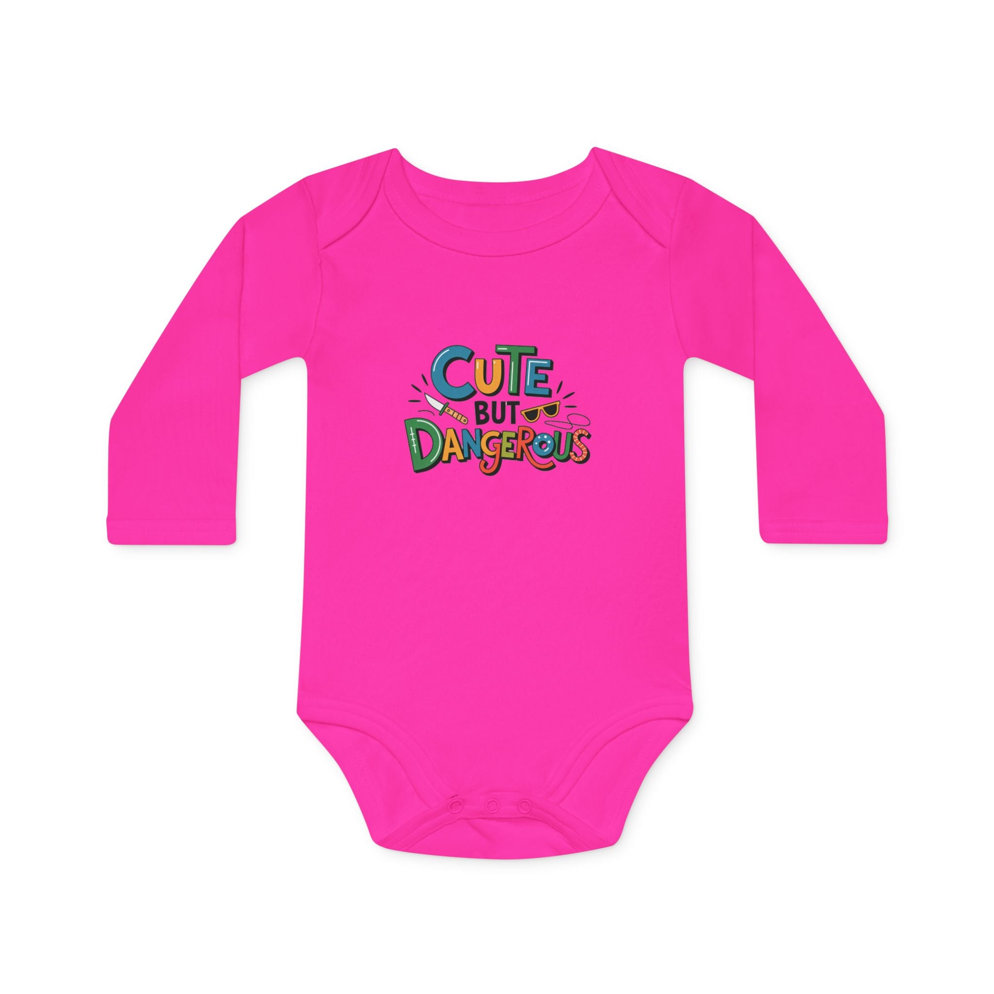 "Cute but dangerous" Baby Long-Sleeve Organic Bodysuit