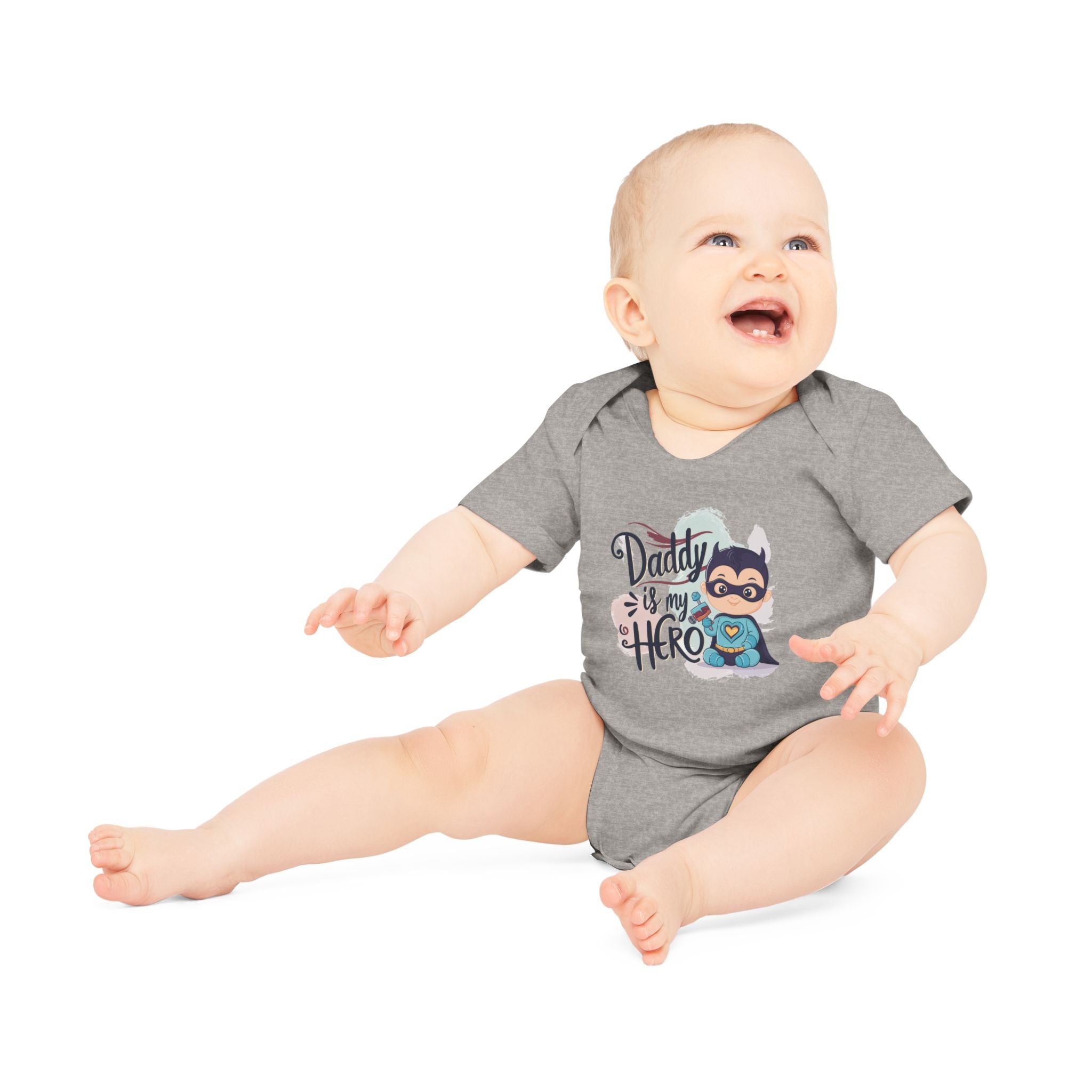 "Daddy is my hero" Baby Organic Short Sleeve Bodysuit