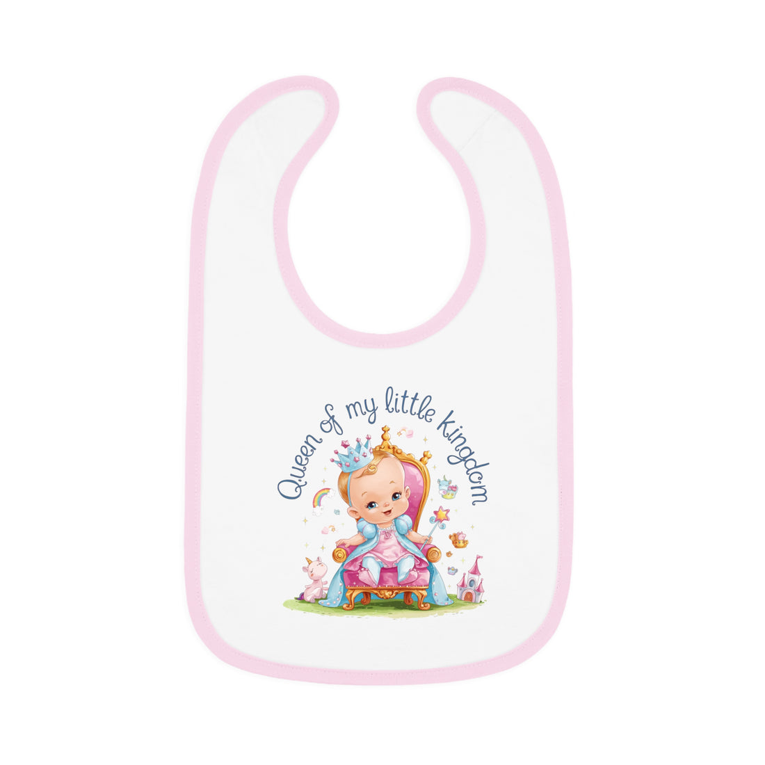 "Queen of my little kingdom" Baby Contrast Trim Jersey Bib