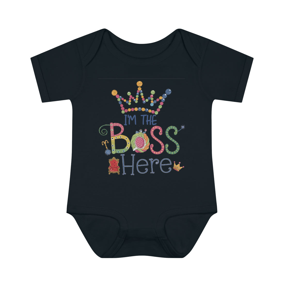 "I'm the boss here" Infant Baby Rib Bodysuit