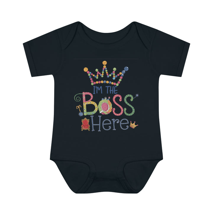 "I'm the boss here" Infant Baby Rib Bodysuit