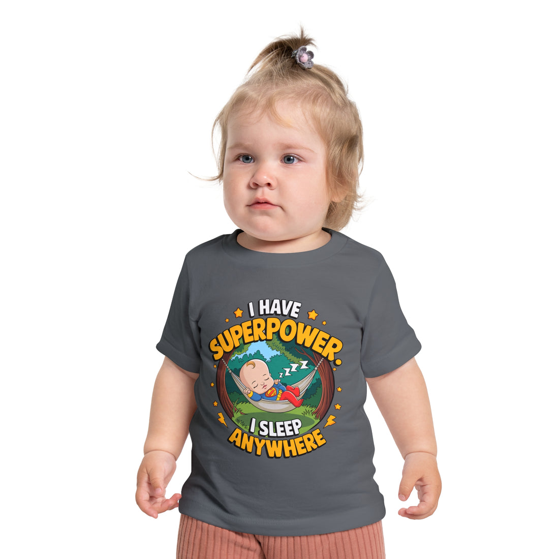 "I have superpower I sleep anywhere" Baby Short Sleeve T-Shirt