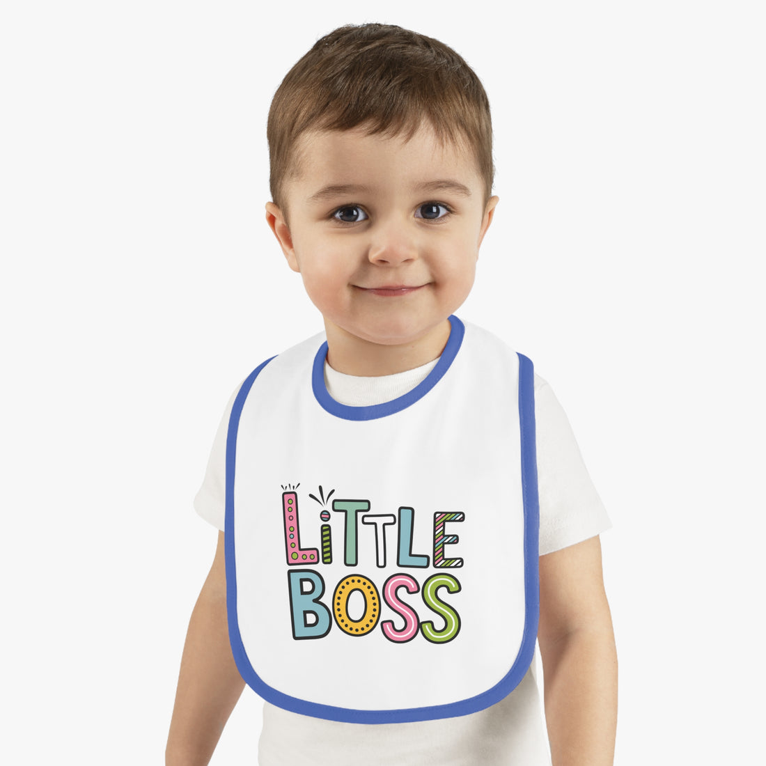 "Little boss" Baby Contrast Trim Jersey Bib