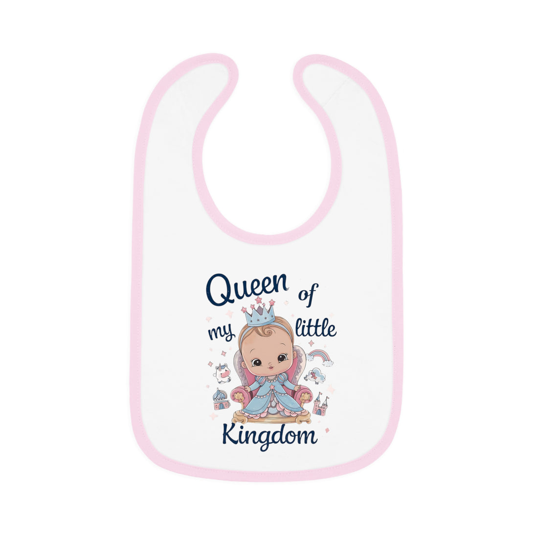 "Queen of my little kingdom" Baby Contrast Trim Jersey Bib