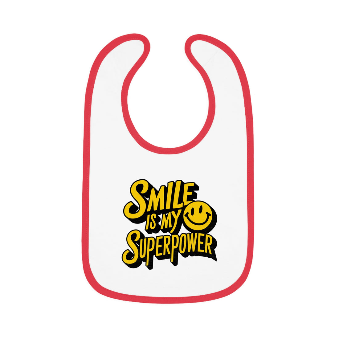 "Smile is my superpower" Baby Contrast Trim Jersey Bib