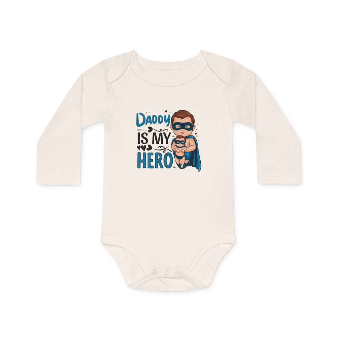 "Daddy is my hero" Baby Long-Sleeve Organic Bodysuit