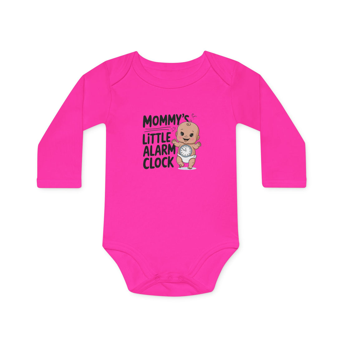 "Mommy's little alarm clock" Baby Long-Sleeve Organic Bodysuit