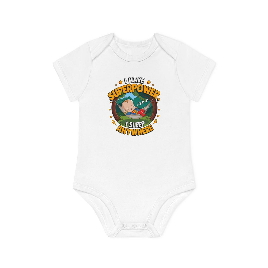 "I have superpower I sleep anywhere" Baby Organic Short Sleeve Bodysuit