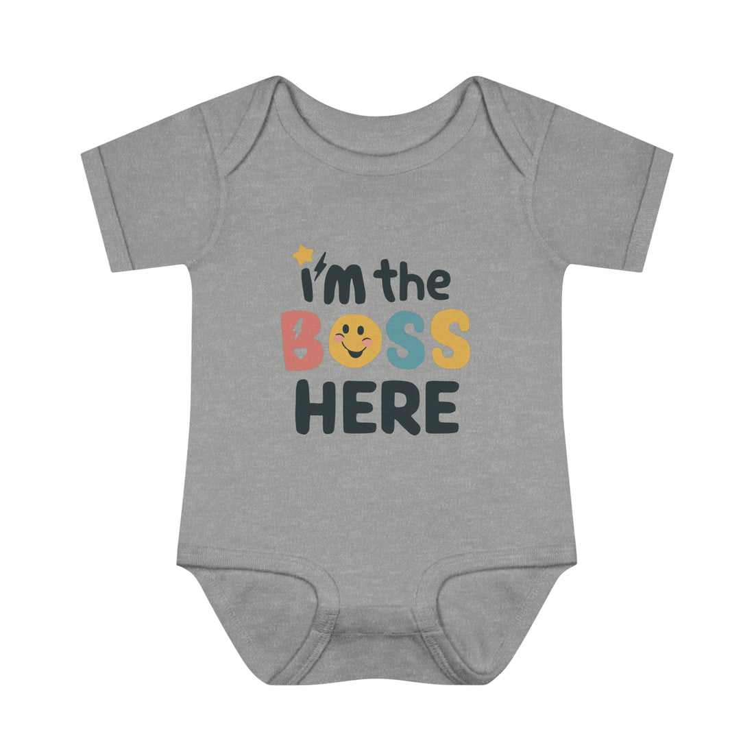 "I'm the boss here" Infant Baby Rib Bodysuit