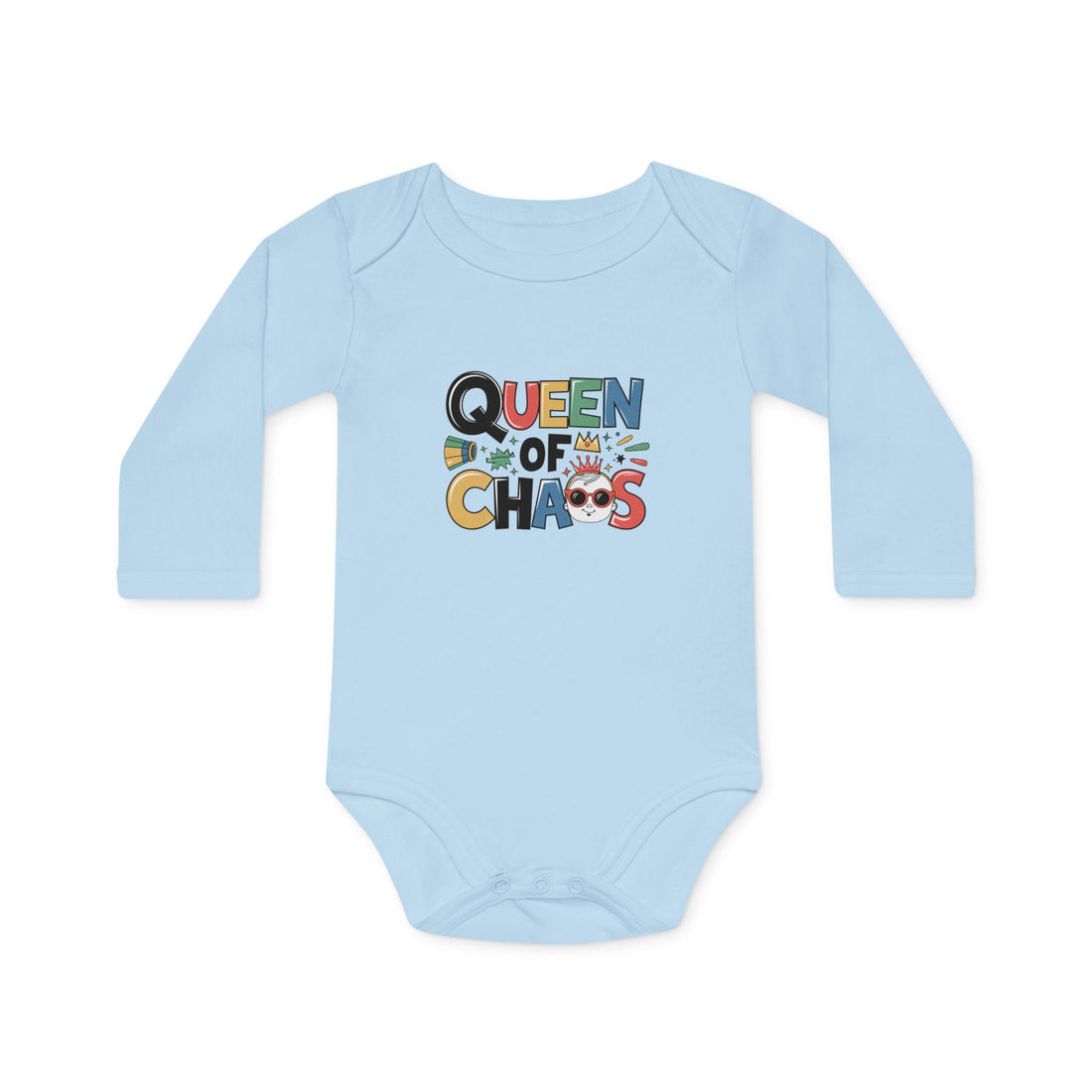 "Queen of chaos" Baby Long-Sleeve Organic Bodysuit