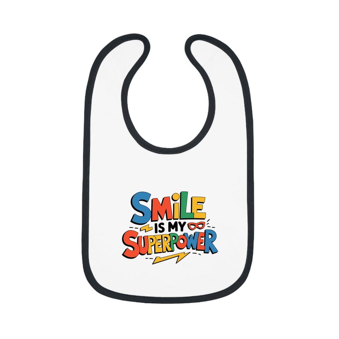 "Smile is my superpower" Baby Contrast Trim Jersey Bib