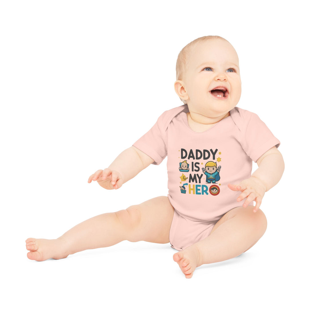 "Daddy is my hero" Baby Organic Short Sleeve Bodysuit