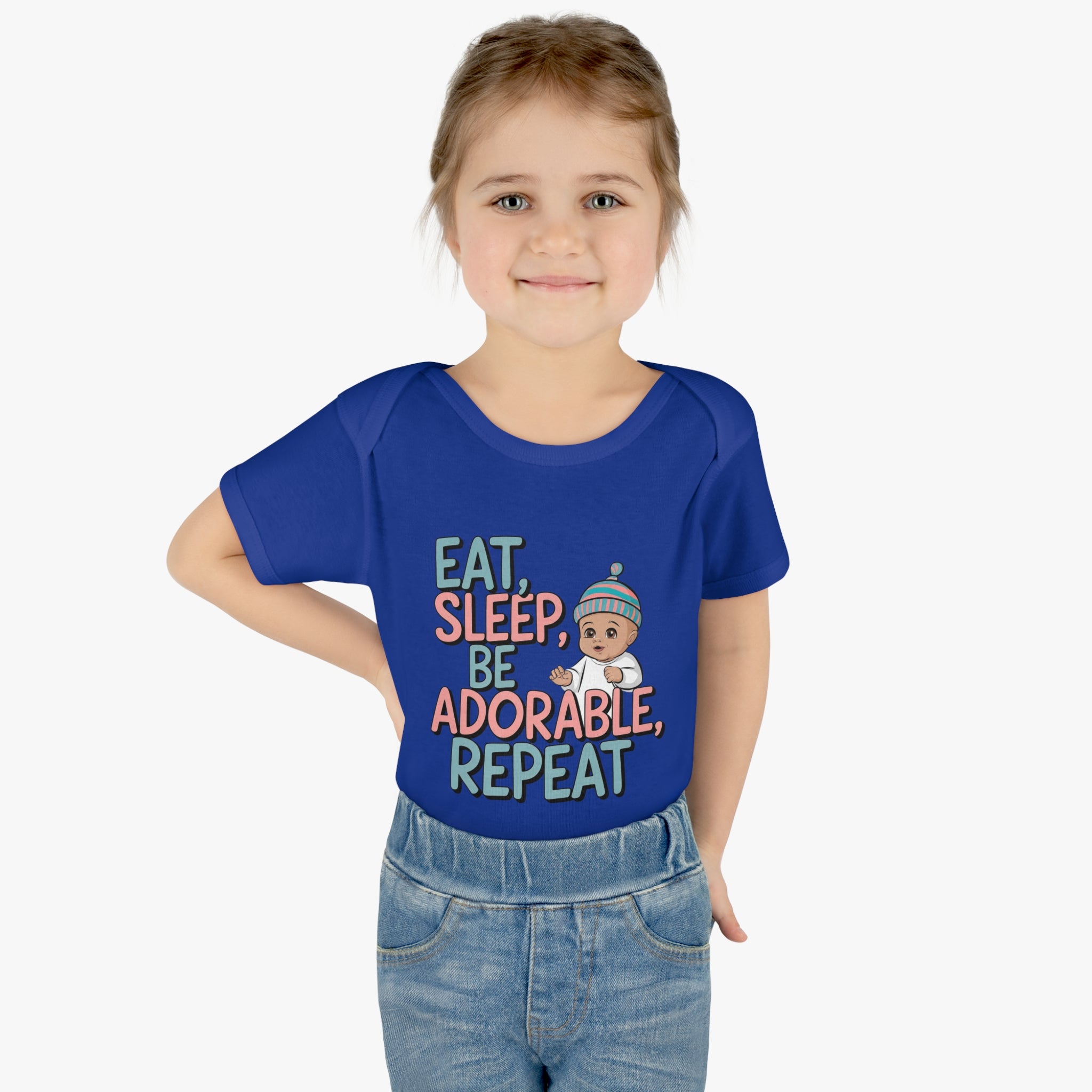 "Eat,sleep,be adorable,repeat" Infant Baby Rib Bodysuit