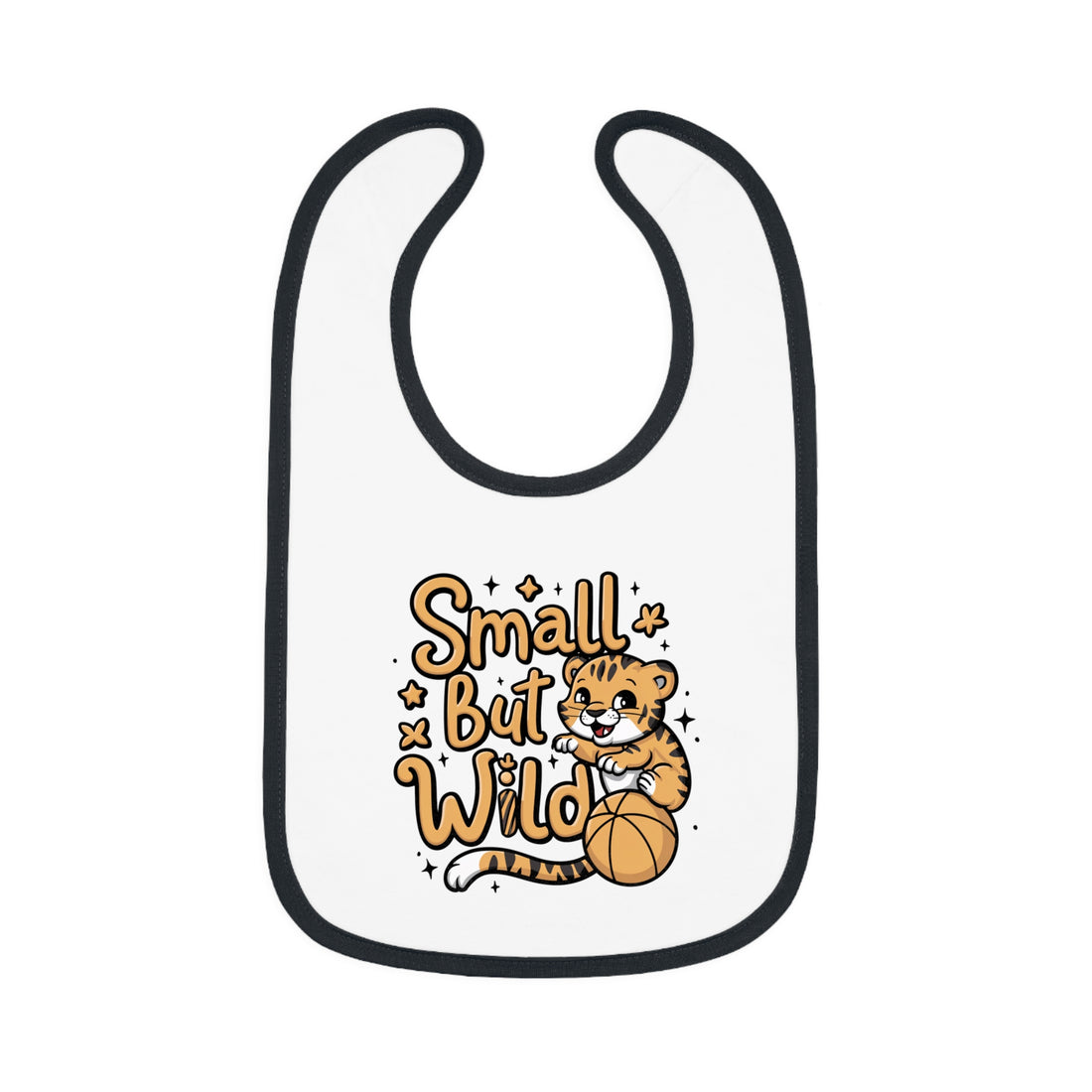 "Small but wild" Baby Contrast Trim Jersey Bib