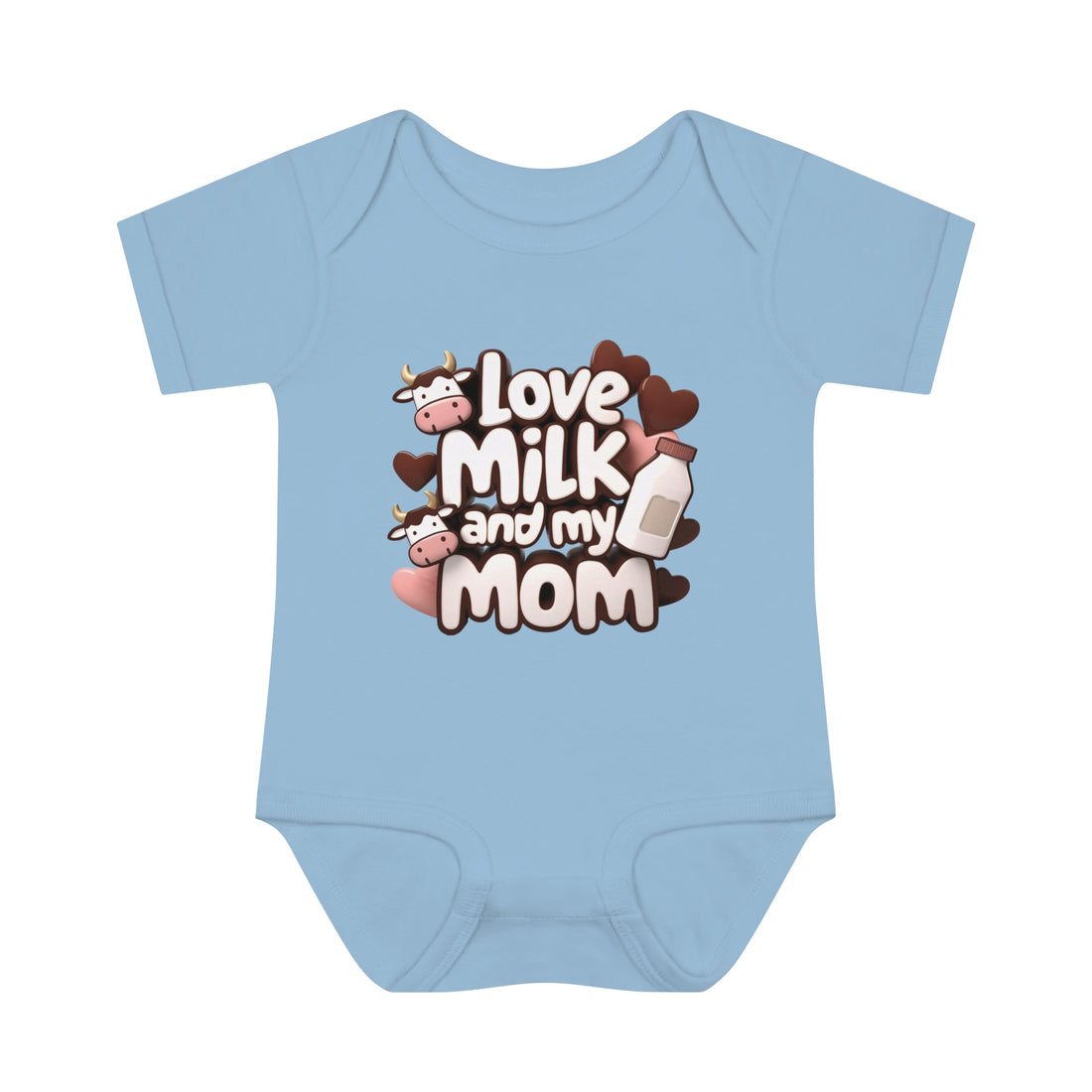 "Love milk and my mom" Infant Baby Rib Bodysuit